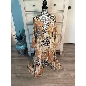 Women’s sexy mixed animal print flowy dress large